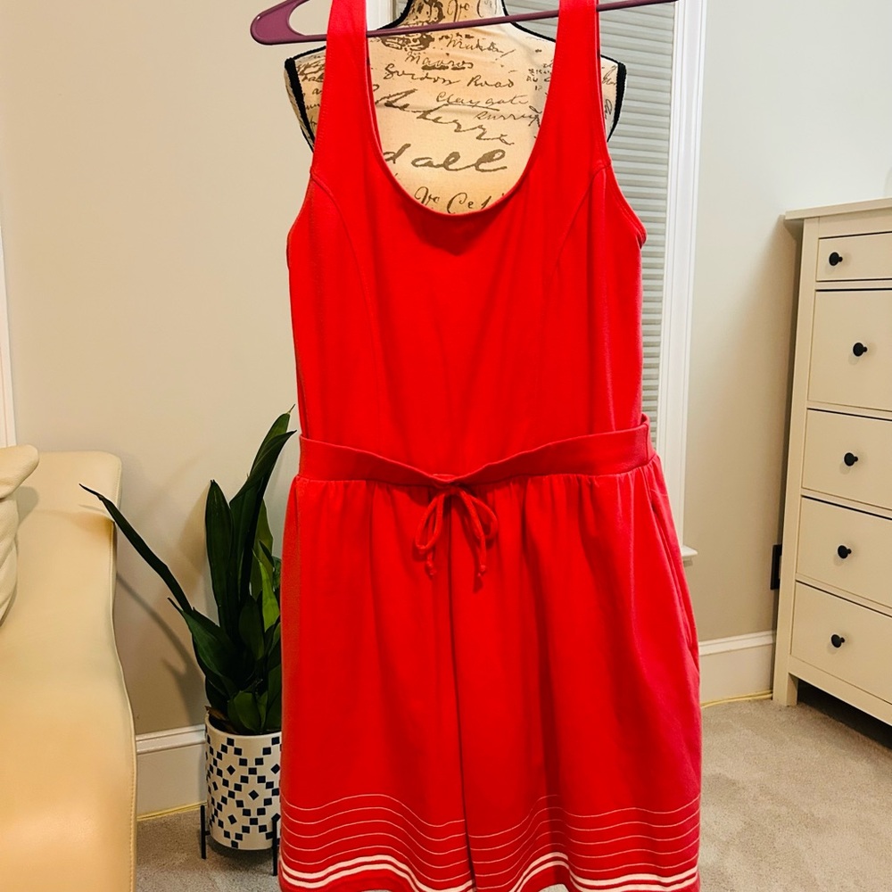 Red Sleeveless romper with pockets